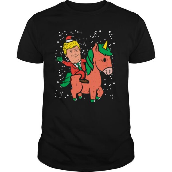 Santa Trump Riding Unicorn Funny Christmas Xmas shirt