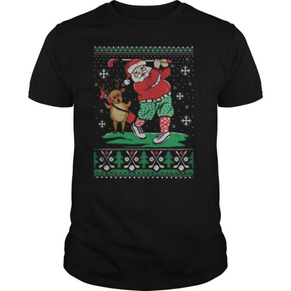 Santa claus and reindeer ugly christmas shirt