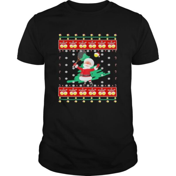 Santa claus playing badminton ugly christmas shirt