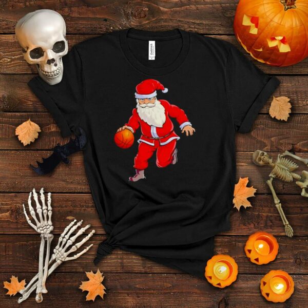 Santa dribbling a basketball Christmas shirt