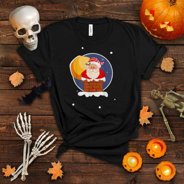 Santa enters the chimney T shirt Christmas T Shirt