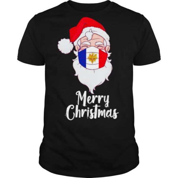 Santa escudo bandera de francia merry christmas shirt