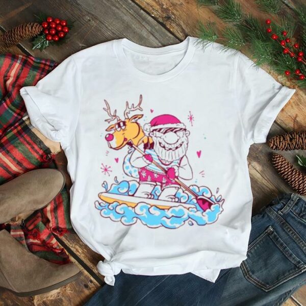 Santa surfing christmas holiday vacation shirt