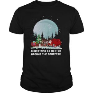 Satan Claus Camping Christmas Is Better Around The Campfire shirt