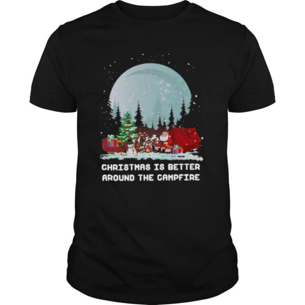 Satan Claus Camping Christmas Is Better Around The Campfire shirt