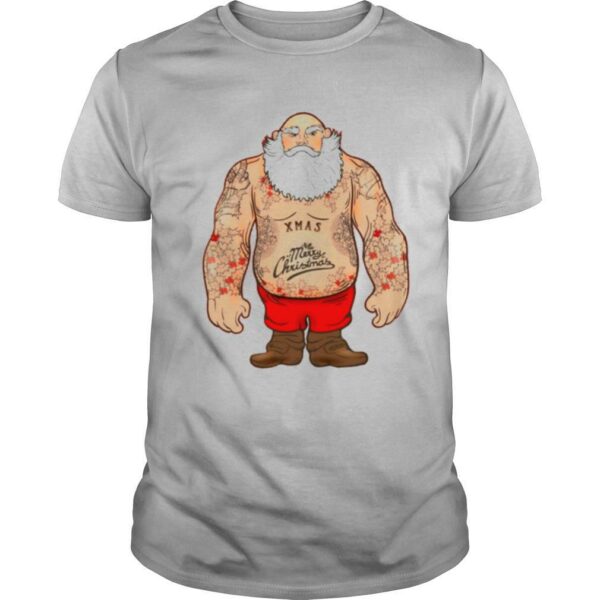 Shirtless Santa Covered In Tattoos For Christmas Mens shirt