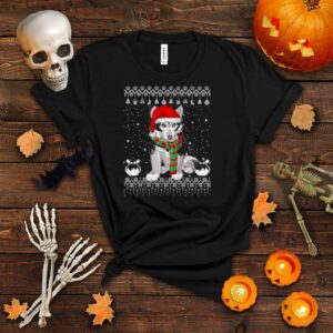 Siberian Husky Dog Santa Hat Xmas Ugly Christmas Shirt