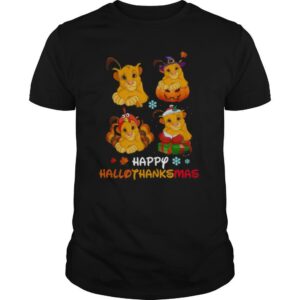 Simba Disney Halloween And Merry Christmas Happy Hallothanksmas shirt