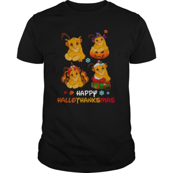 Simba Disney Halloween And Merry Christmas Happy Hallothanksmas shirt