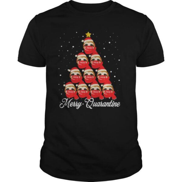 Sloth wearing mask merry quarantine christmas tree shirt