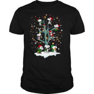 Snoopy Woodstock Christmas tree lights shirt