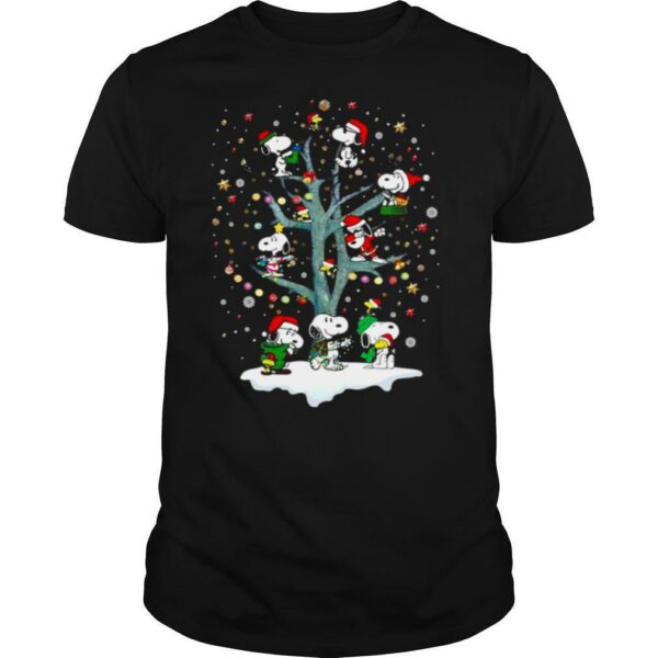 Snoopy Woodstock Christmas tree lights shirt