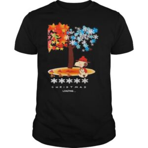 Snoopy and woodstock fall leaves snowflakes tree merry christmas loading shirt