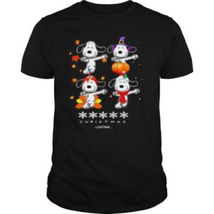 Snoopy christmas loading fall leaves map shirt