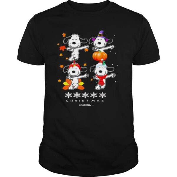 Snoopy christmas loading fall leaves map shirt