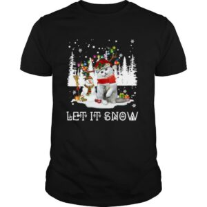 Snowman And Cat Let It Snow Ugly Christmas shirt