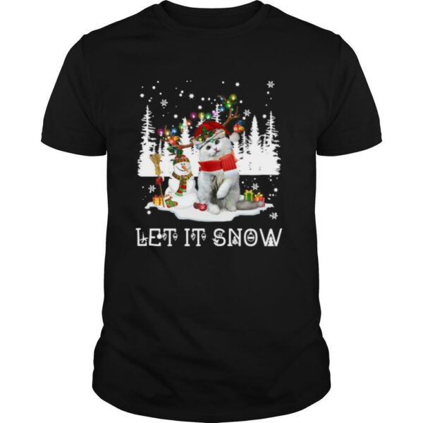 Snowman And Cat Let It Snow Ugly Christmas shirt