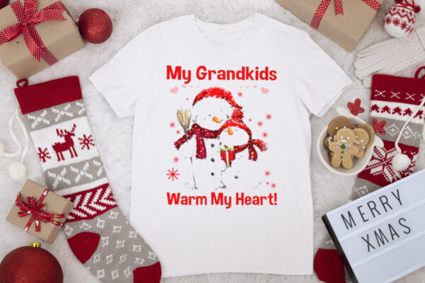 Snowman my grandkids warm my heart Christmas shirt