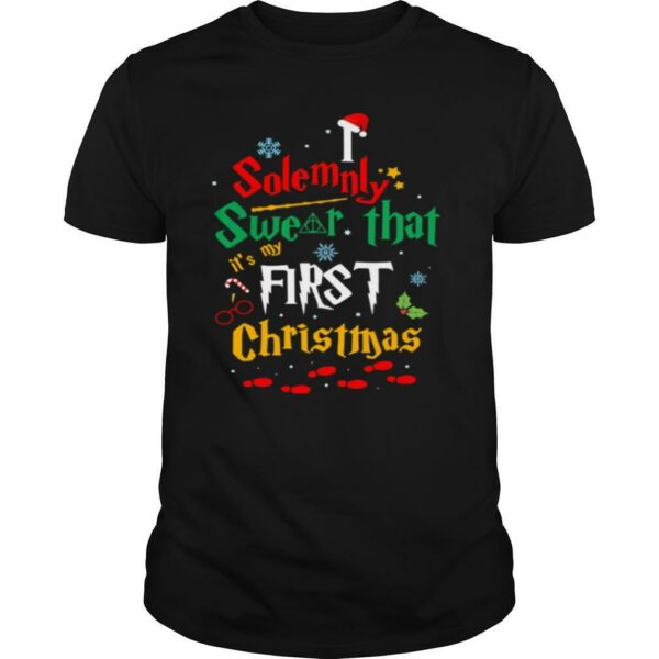 Solemnly swear it’s my that first christmas hat santa shirt