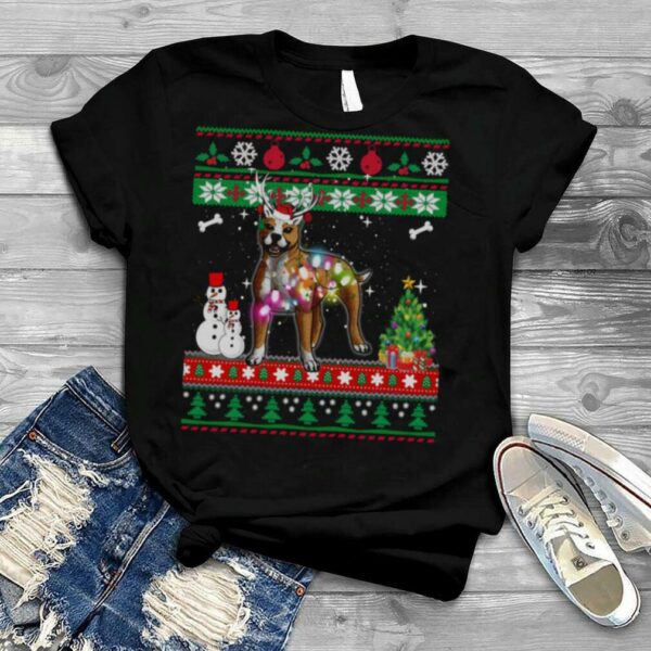 Staffordshire Terrier Christmas Lights Xmas Dog shirt