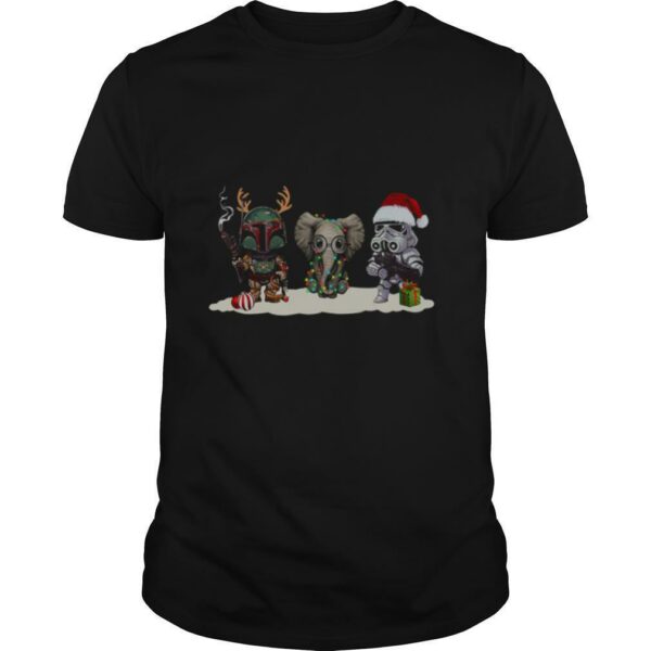 Star War characters and elephant christmas shirt