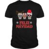 Sugar Skulls Reindeer Santa Feliz Navidad Christmas shirt