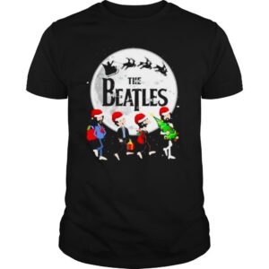 The Beatles Moon Santa Claus Riding Reindeer Merry Christmas shirt