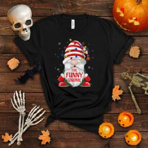 The Funny Gnome Christmas Tree Lights Buffalo Plaid T Shirt