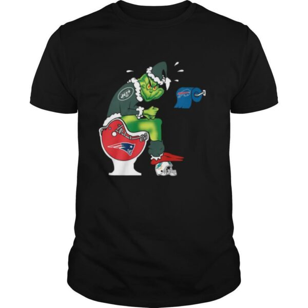 The Grinch New York Jets Shit On Toilet New England Patriots And Other Teams Christmas shirt