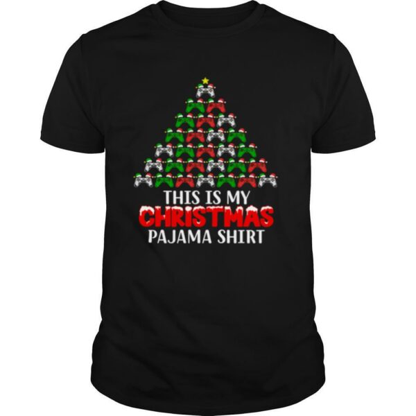 This Is My Christmas Pajama Santa Hat Joystick Tree Gamer shirt