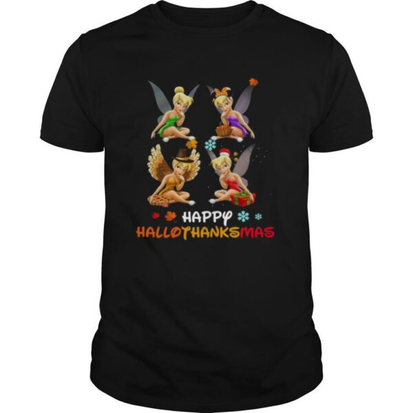 Tinkerbell Disney Halloween And Merry Christmas Happy Hallothanksmas shirt