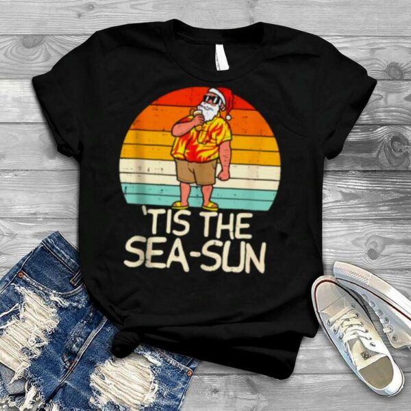 Tis The Sea Sun Santa Sunset Christmas In July Summer T Shirt