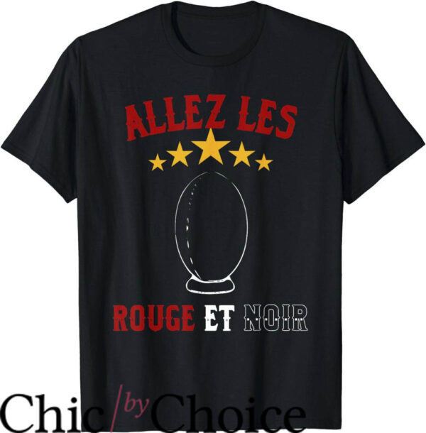 Toulouse Rugby T-Shirt Allez Les Rouges Et Noir