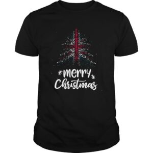 Tree England Flag Merry Christmas shirt