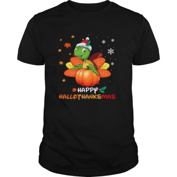 Turtle Santa Happy Hallothanksmas Christmas shirt