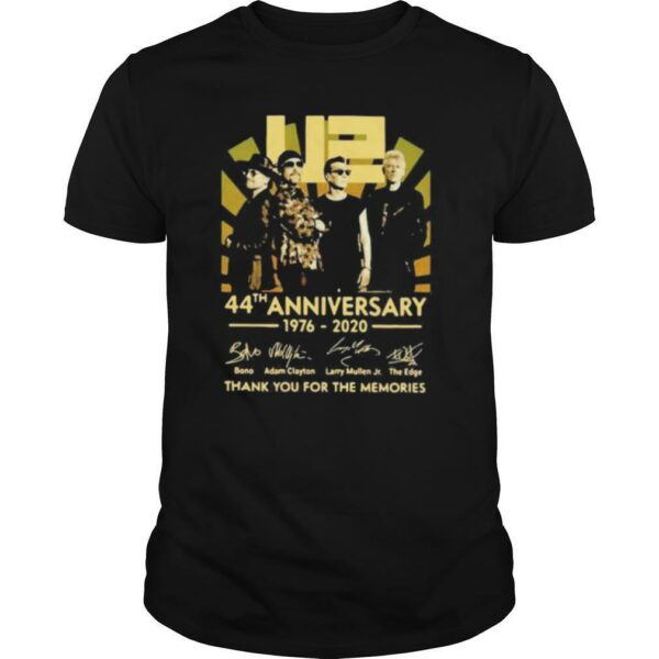 U2 44th anniversary 1976 2020 thank you for the memories signatures shirt