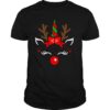 Unicorn Face Reindeer Antlers Christmas Funny Pet Kids Gifts shirt