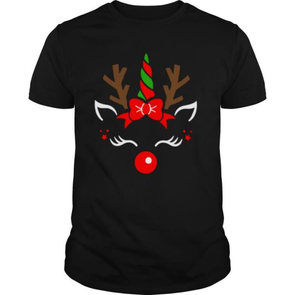 Unicorn Face Reindeer Antlers Christmas Funny Pet Kids Gifts shirt