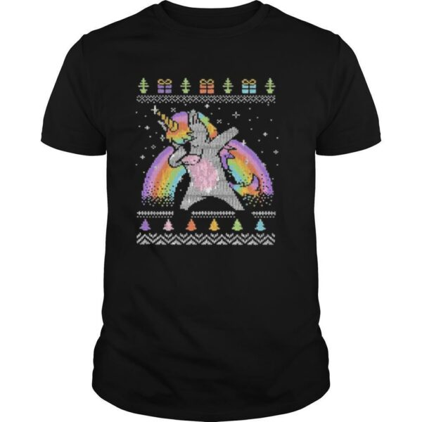 Unicorn dabbing ugly merry christmas shirt