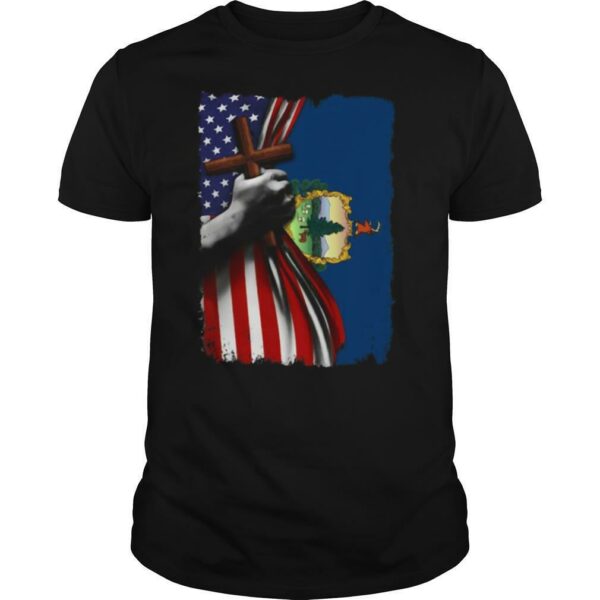 Vermont american flag cross happy independence day shirt