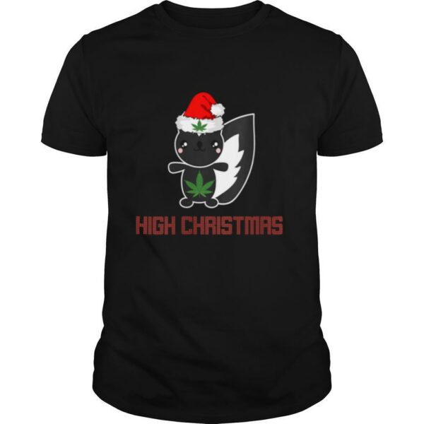 Weed Skunk Ganja Christmas Leaf Cannabis High shirt