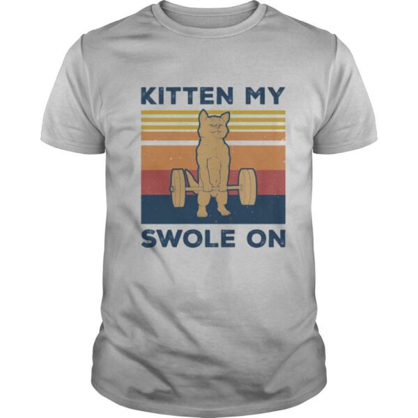 Weightlifting cat kitten my swole on vintage retro shirt