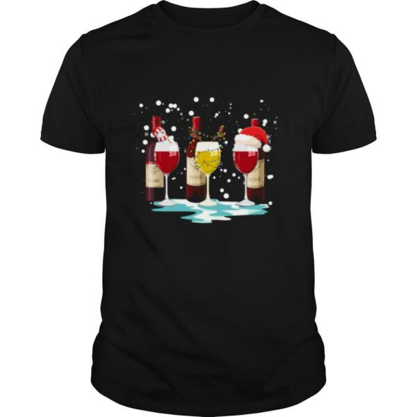 Wine Glass Snowman Reindeer Santa Christmas shirt