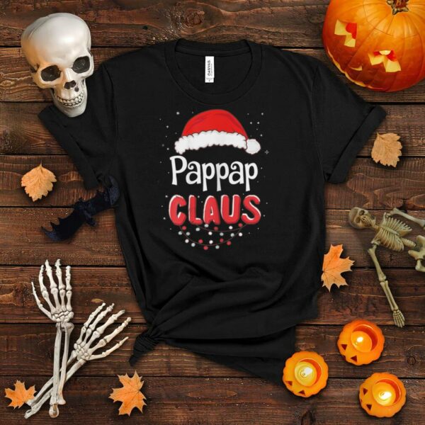 Womens Pappap Claus Christmas Santa Hat Family Matching Pajama T Shirt