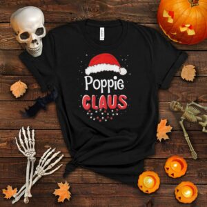 Womens Poppie Claus Christmas Santa Hat Family Matching Pajama T Shirt