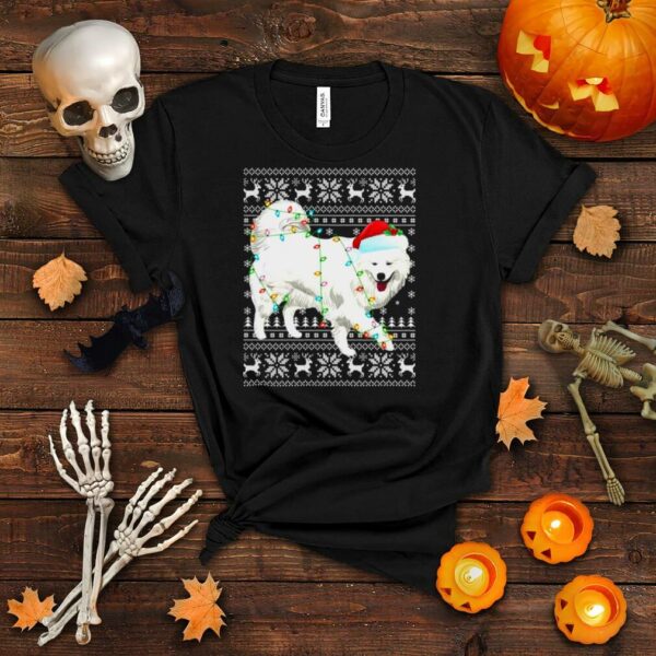 Xmas Lighting Santa Hat Ugly Samoyed Christmas Shirt