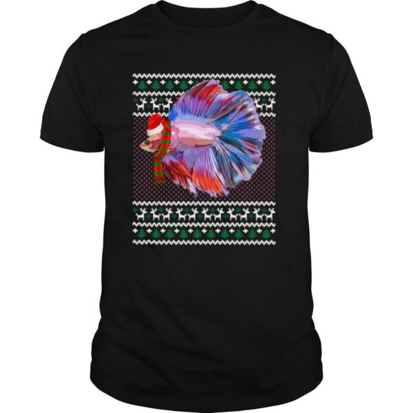 Xmas Santa Hat Betta Fish Ugly Christmas shirt