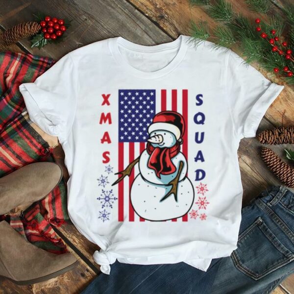 Xmas Squad Snowman Team Us Flag Family Matching Christmas Us Flag shirt