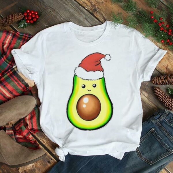 merry Christmas avocado with santa hat shirt