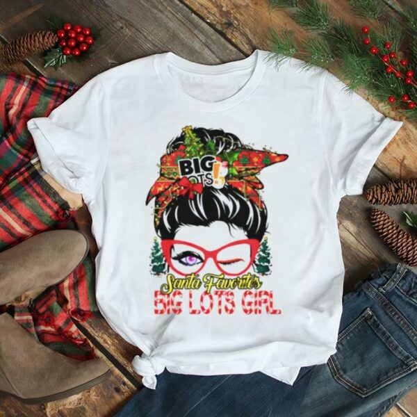 messy bun Santa favorites Big Lots girl Christmas shirt